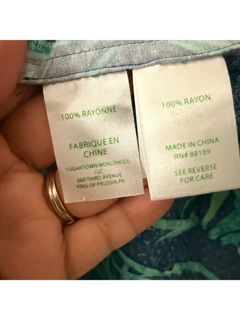 Lilly Pulitzer Blue Green Bamboo Blouse Pant Set Womens Size XS/S - Picture 7 of 13